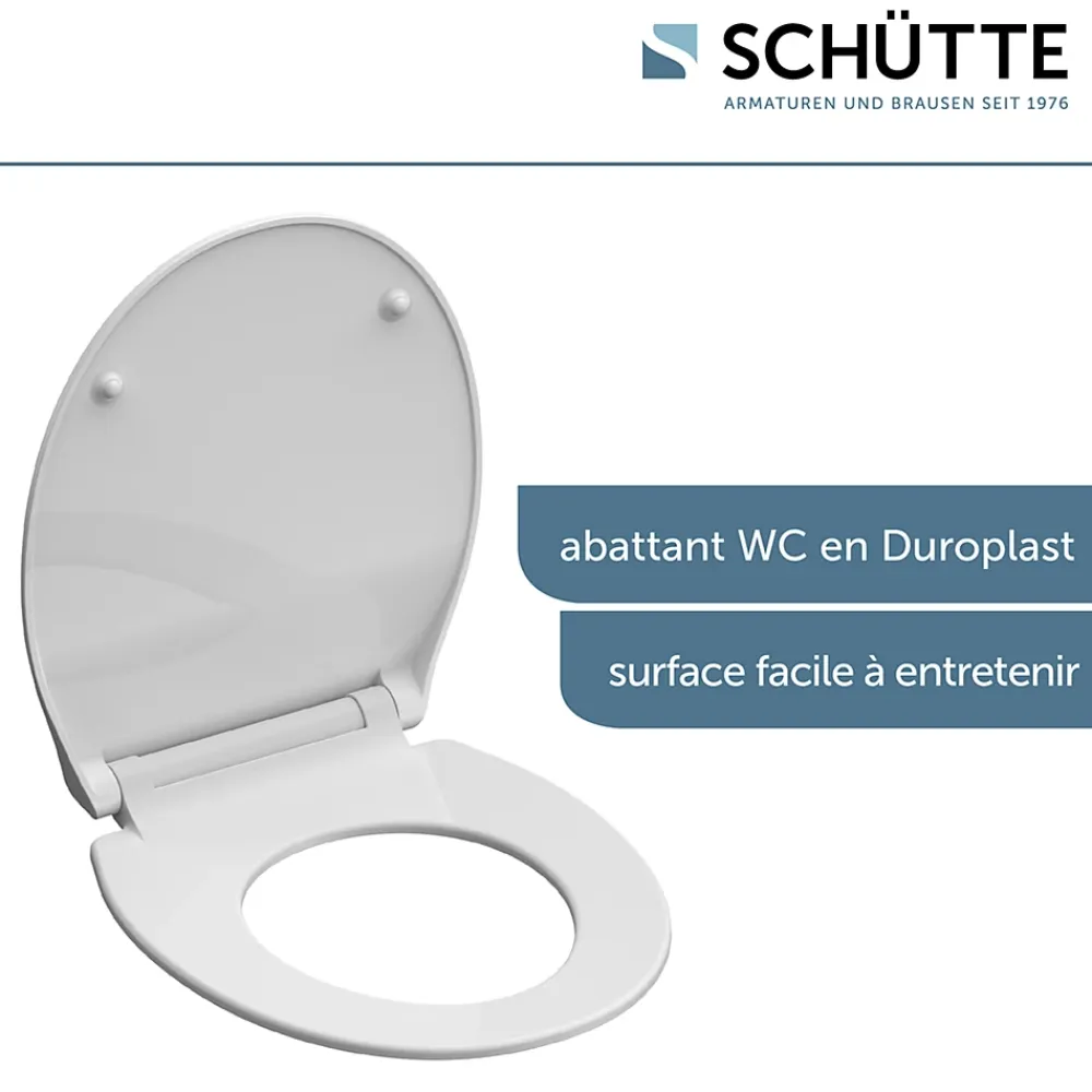 Schütte Abattant WC extra fin en duroplast SLIM avec frein de chute Blanc