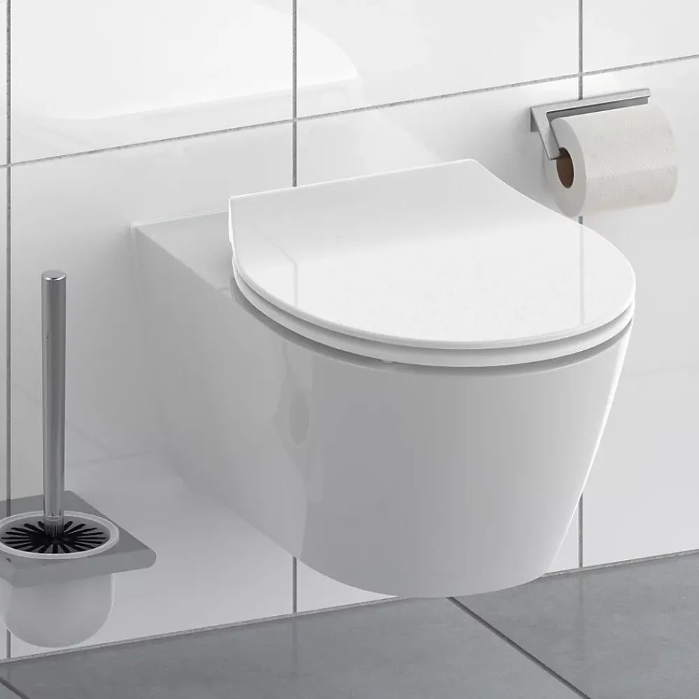 Schütte Abattant WC extra fin en duroplast SLIM avec frein de chute Blanc