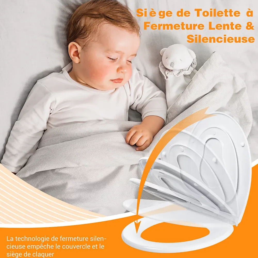 Abattant Wc|Todot Abattant WC Familial avec Siège Enfant Magnétique Retirable et Frein de Chute