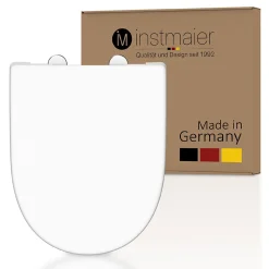 Instmaier Abattant WC forme en D en duroplast blanc avec frein de chute ALMA