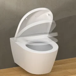Instmaier Abattant WC forme en D en duroplast blanc avec frein de chute ALMA