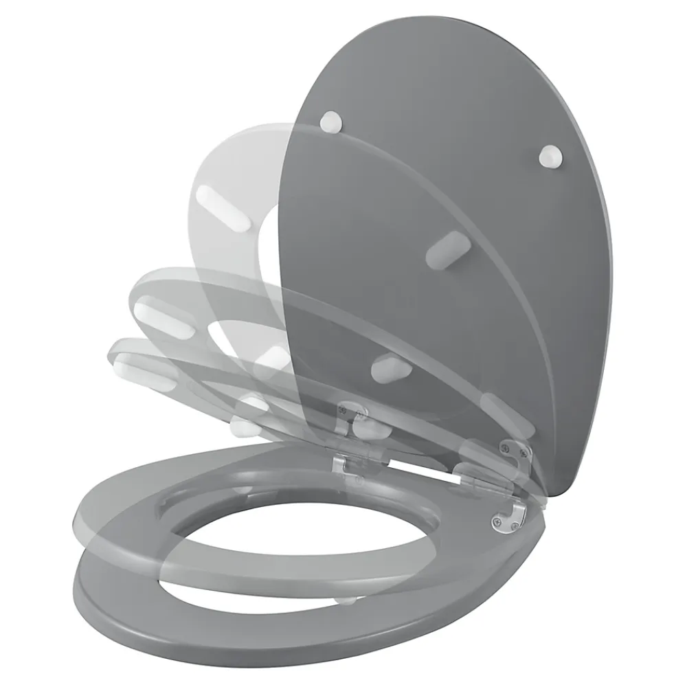 Abattant Wc|GoodHome Abattant WC Morava coloris gris en MDF avec frein de chute