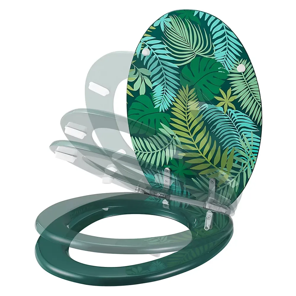 GoodHome Abattant WC Pilica coloris vert en bois avec frein de chute