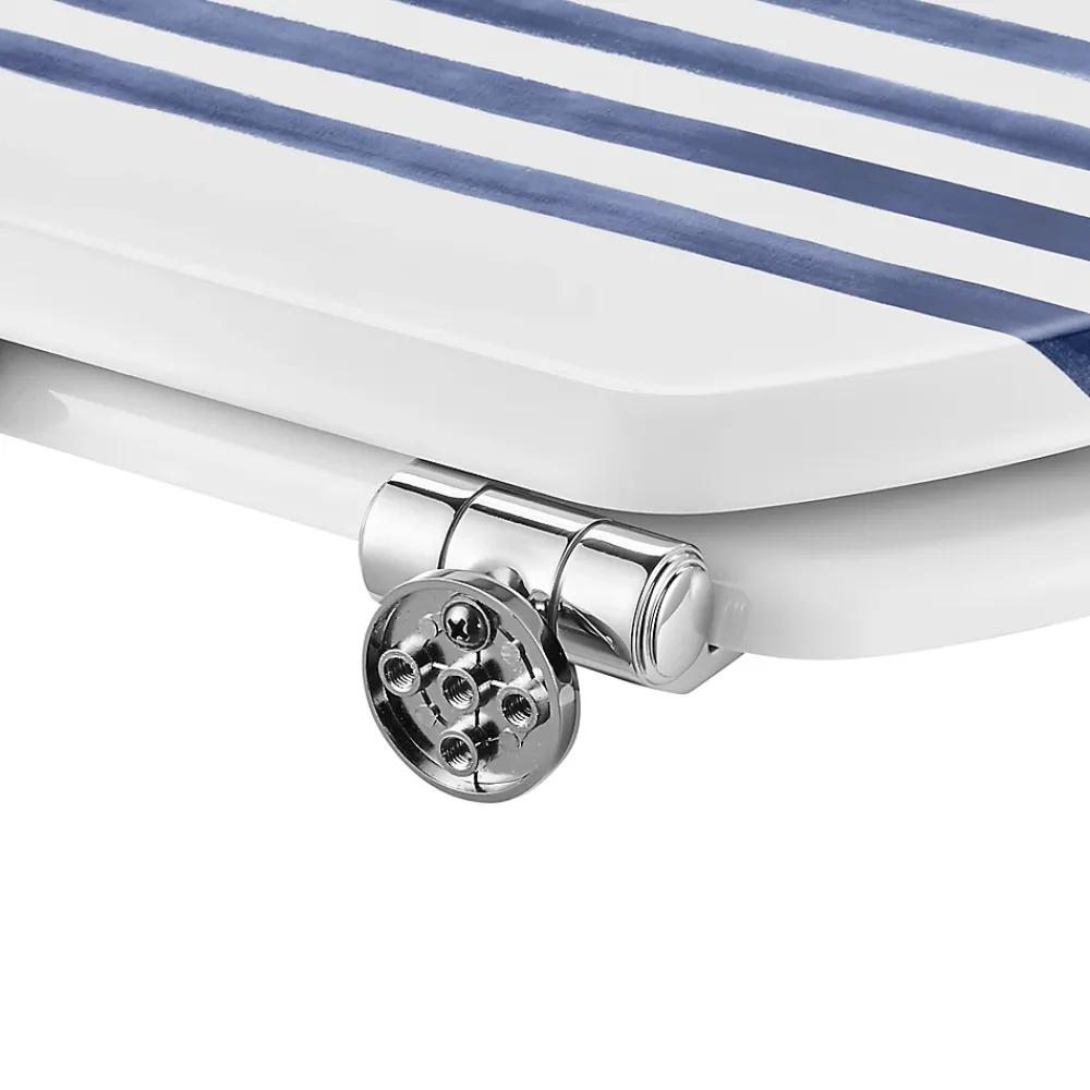 Abattant Wc|GoodHome Abattant WC Pilica coloris blanc et bleu en bois avec frein de chute
