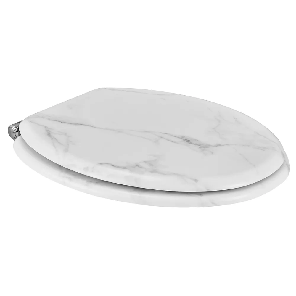 GoodHome Abattant WC Pilica coloris blanc et noir en bois avec frein de chute