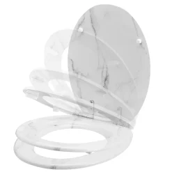 GoodHome Abattant WC Pilica coloris blanc et noir en bois avec frein de chute