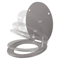 Abattant Wc|GoodHome Abattant WC Pilica coloris gris en bois avec frein de chute
