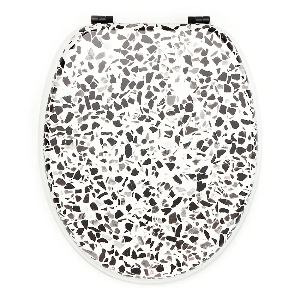 Gelco Design Abattant wc granito mdf blanc/noir charnières métal noir