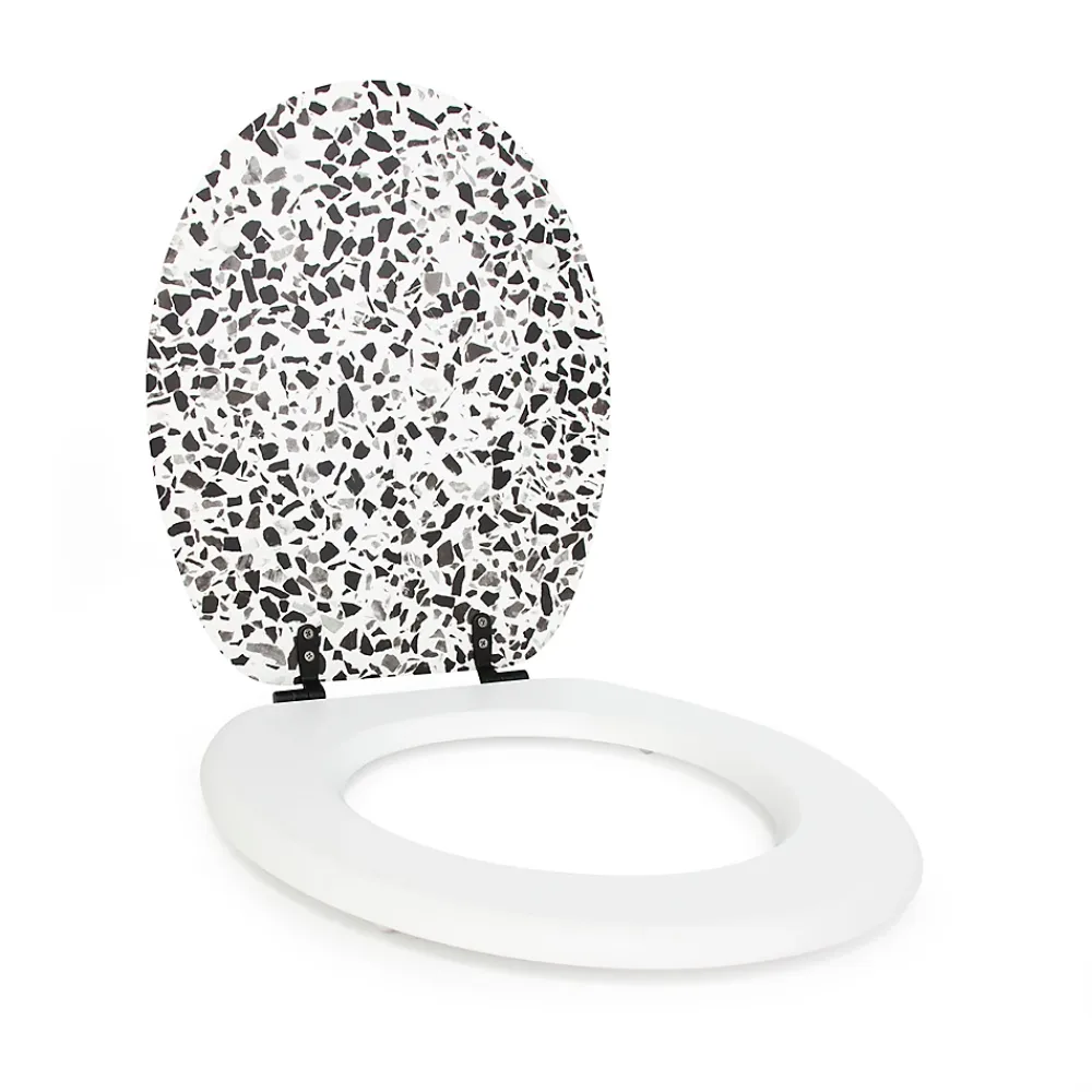 Gelco Design Abattant wc granito mdf blanc/noir charnières métal noir