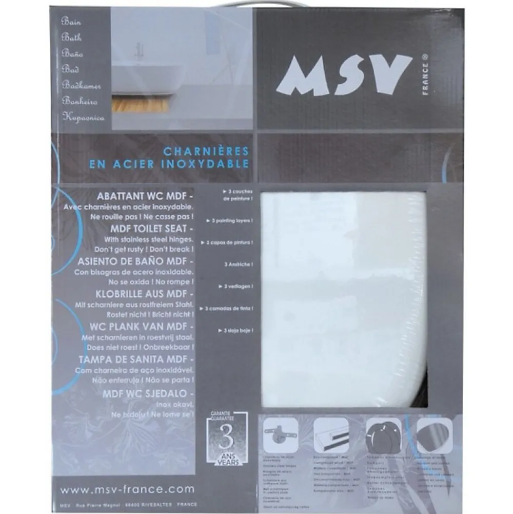MSV Abattant Wc MDF Blanc - - Universel - Accessoires de salle de bain