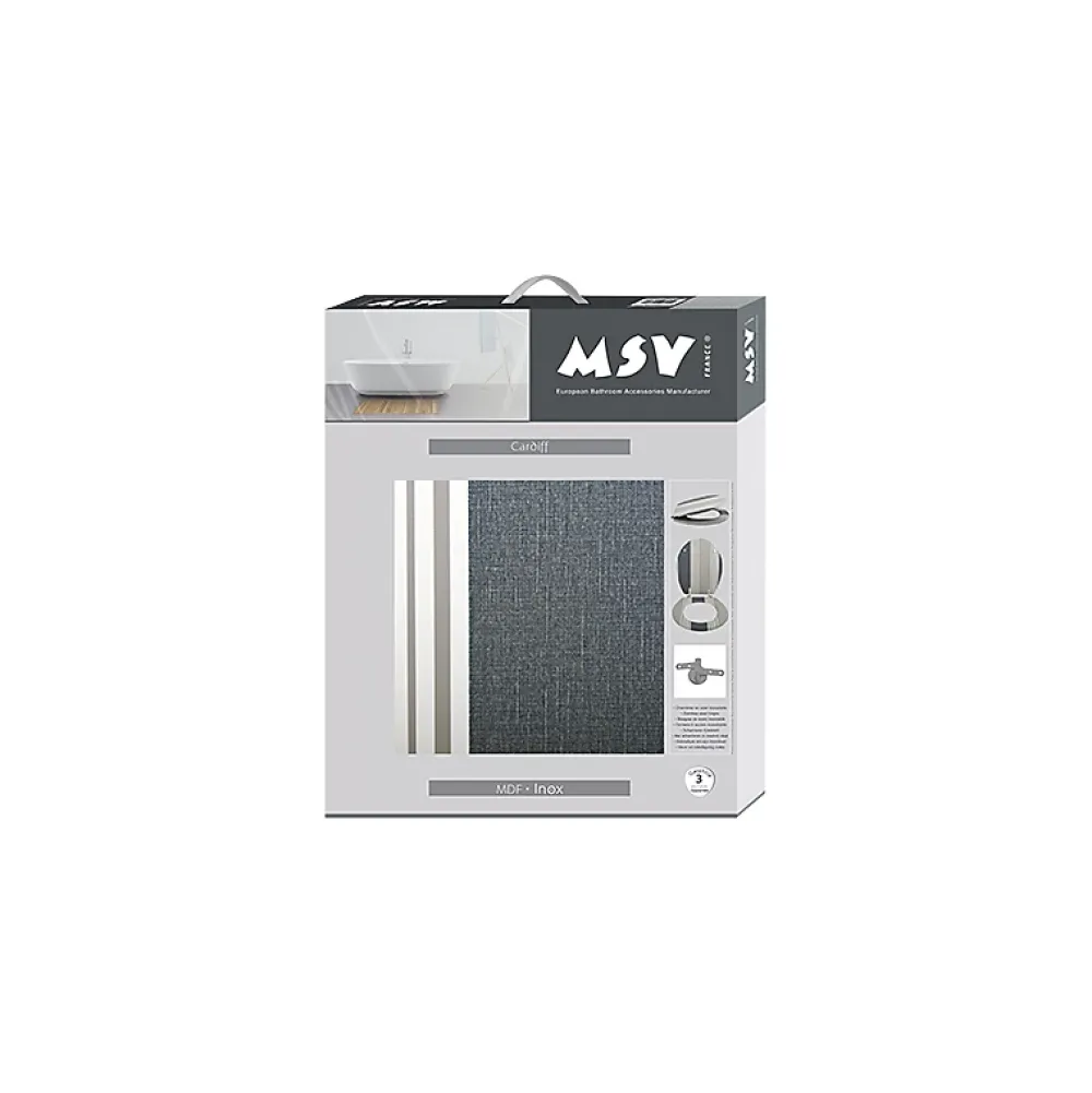 MSV Abattant wc MDF Cardiff Gris Charnières Inox