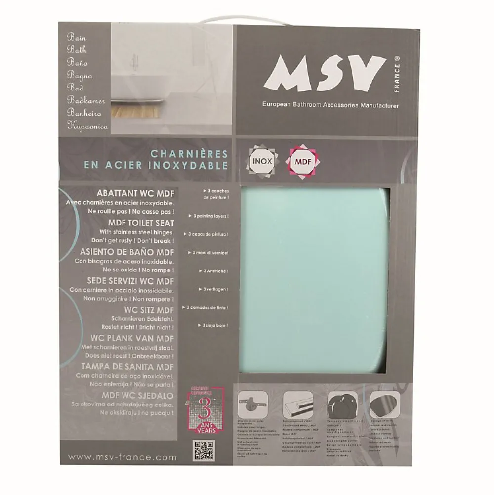 Abattant Wc|MSV Abattant wc MDF CLEO Vert Poudré Charnières en Inox