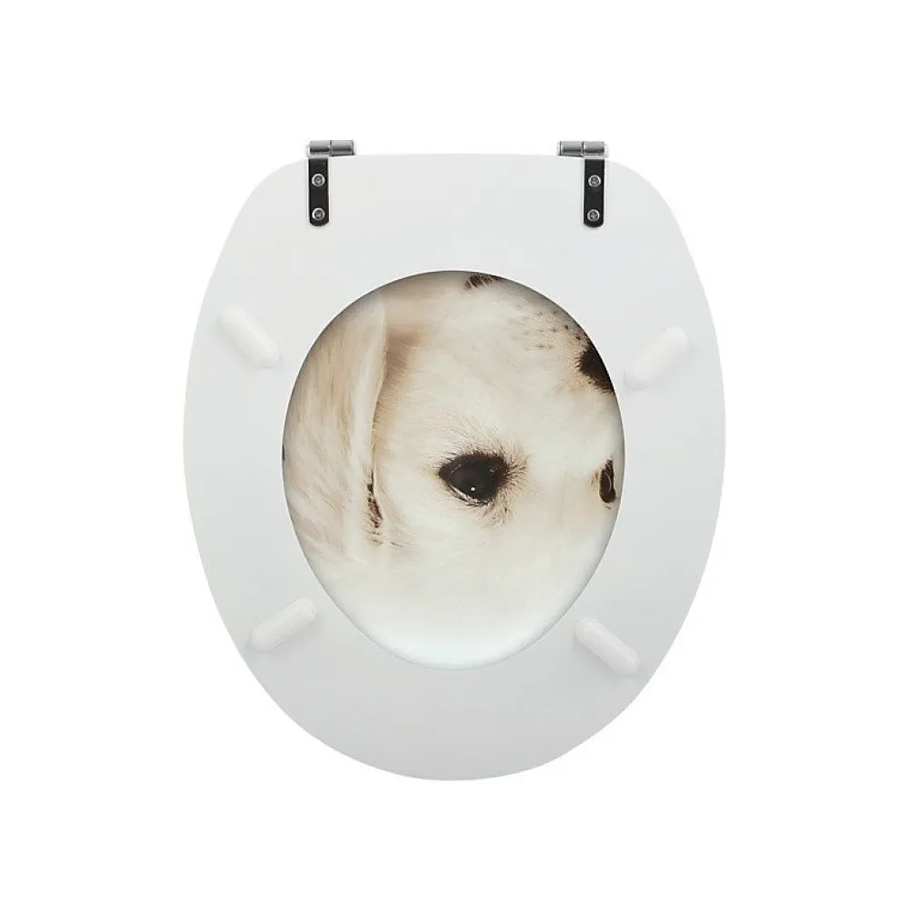 MSV Abattant wc MDF Dog SCOTT Beige Charnières Inox