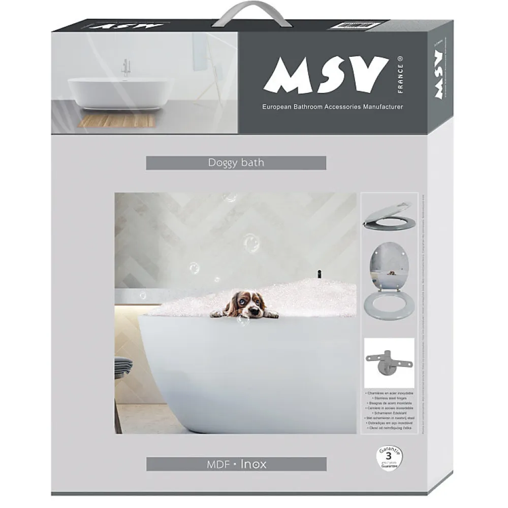 Abattant Wc|MSV Abattant wc MDF Doggy Bath Charnières Inox