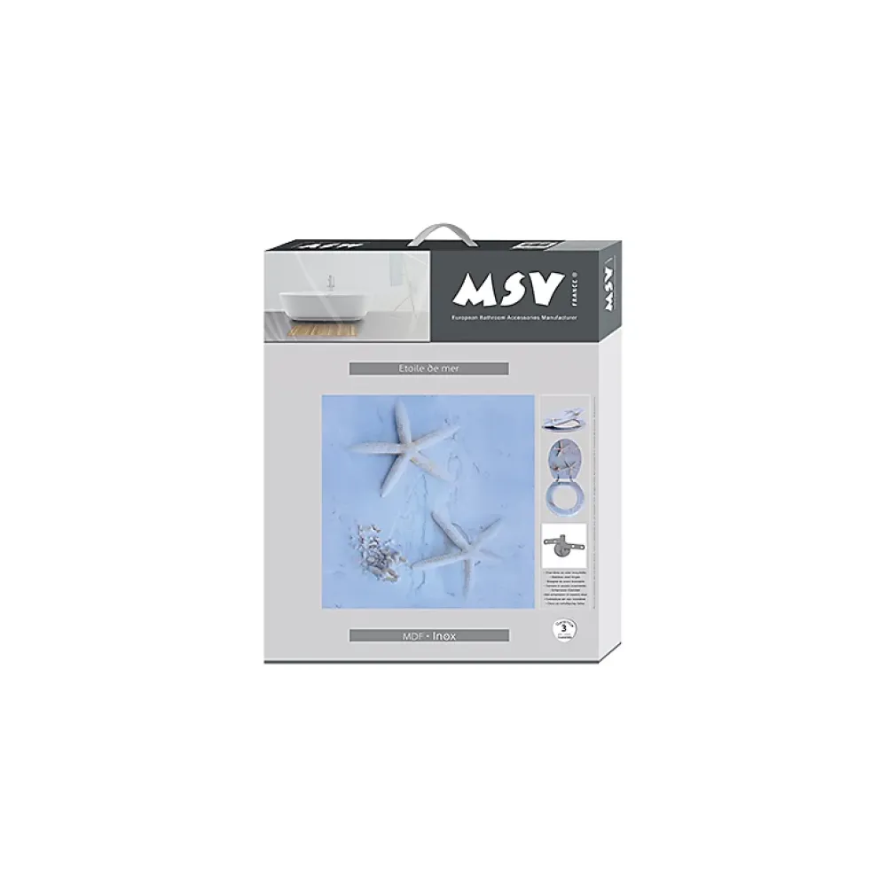 MSV Abattant wc MDF Etoile de mer Charnières Inox