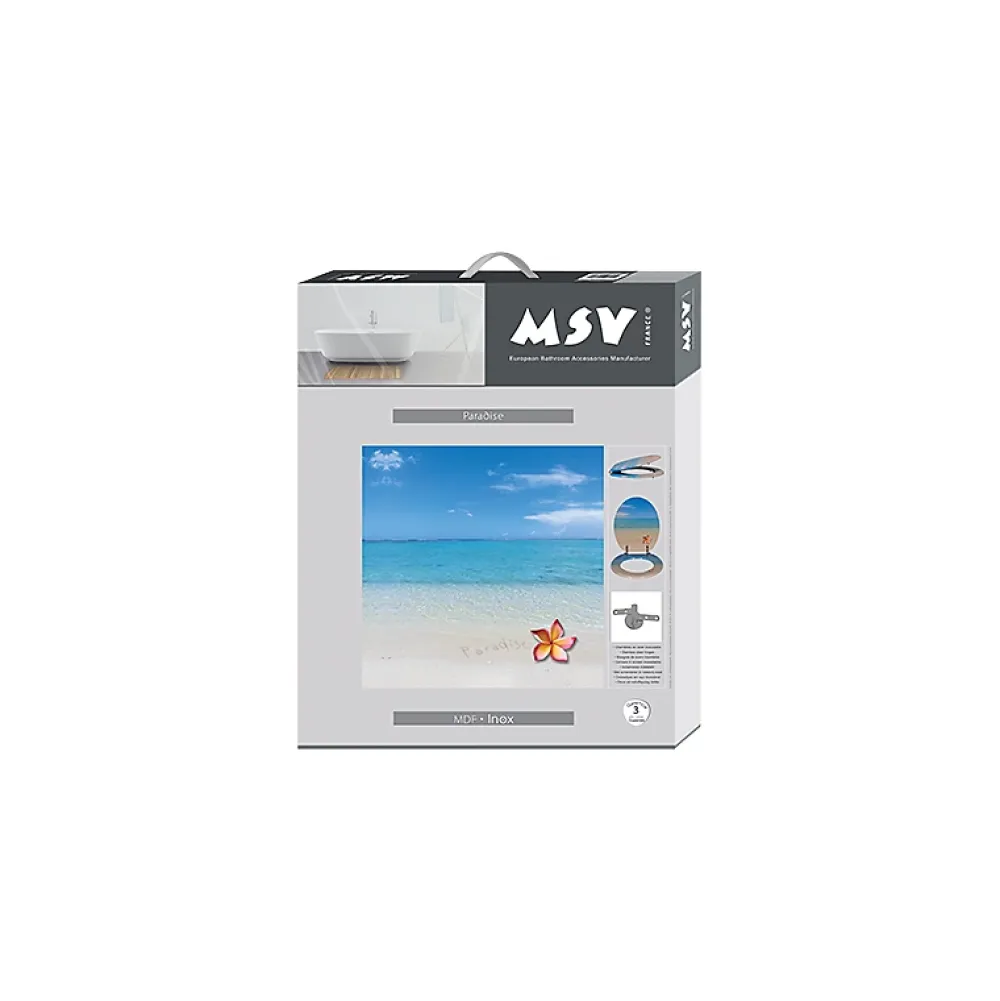 Abattant Wc|MSV Abattant wc MDF PARADISE Bleu Charnières Inox