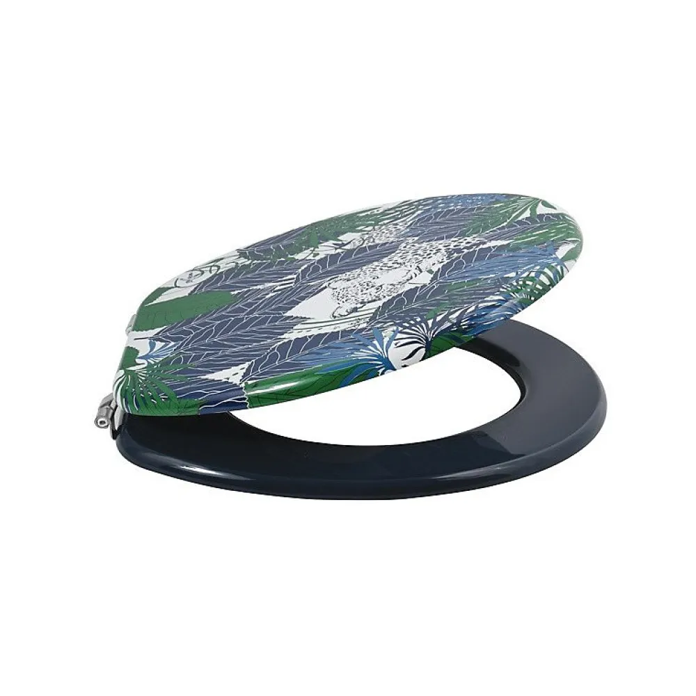 MSV Abattant wc MDF RAIN FOREST Bleu Vert Charnières Inox