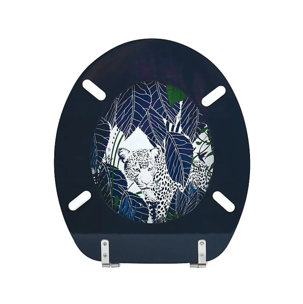 MSV Abattant wc MDF RAIN FOREST Bleu Vert Charnières Inox
