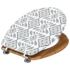 Abattant Wc|5Five Abattant WC motifs apaches et lunette effet bois à fermeture standard,