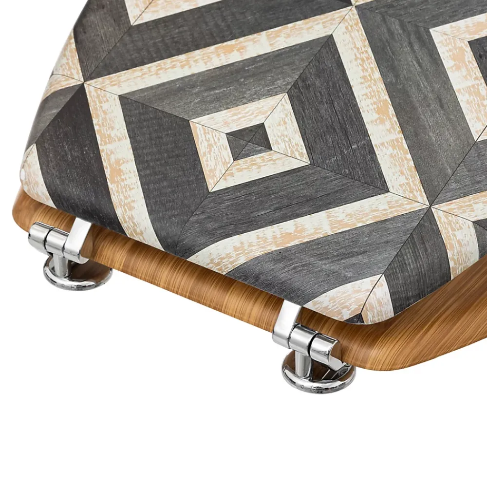 Abattant Wc|5Five Abattant WC motifs canva blanc et noir et lunette effet bois,