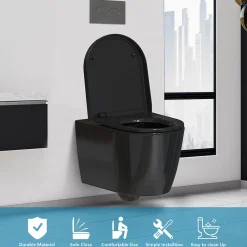 Abattant Wc|Todot Abattant WC Noir Déclipsable Forme D avec Frein de Chute