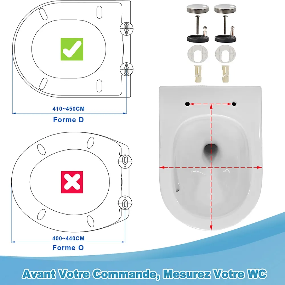Abattant Wc|Todot Abattant WC Noir Déclipsable Forme D avec Frein de Chute