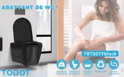 Abattant Wc|Todot Abattant WC Noir Déclipsable Forme D avec Frein de Chute