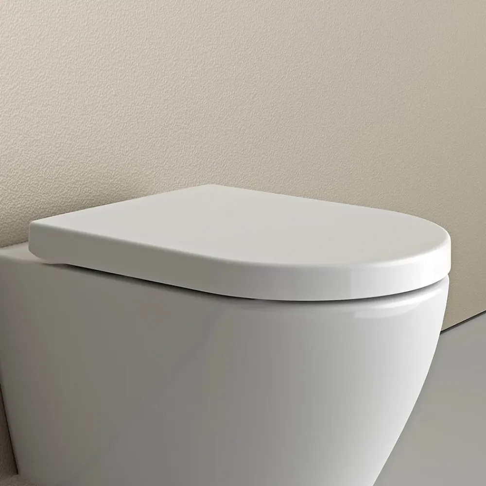 Bernstein Abattant WC plastique avec double Lunette WC pour famille et enfant, charnières acier inox - Blanc - 46,4x35,9x5,1cm - U1006