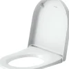 Abattant Wc|Duravit Abattant WC plastique Blanc forme D, Lunette toilettes universel à frein de chute / fermeture amortie - 37,5x41,7x5,1cm - Univavo