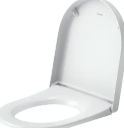 Abattant Wc|Duravit Abattant WC plastique Blanc forme D, Lunette toilettes universel à frein de chute / fermeture amortie - 37,5x41,7x5,1cm - Univavo