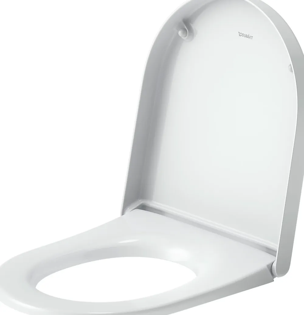 Abattant Wc|Duravit Abattant WC plastique Blanc forme D, Lunette toilettes universel à frein de chute / fermeture amortie - 37,5x41,7x5,1cm - Univavo