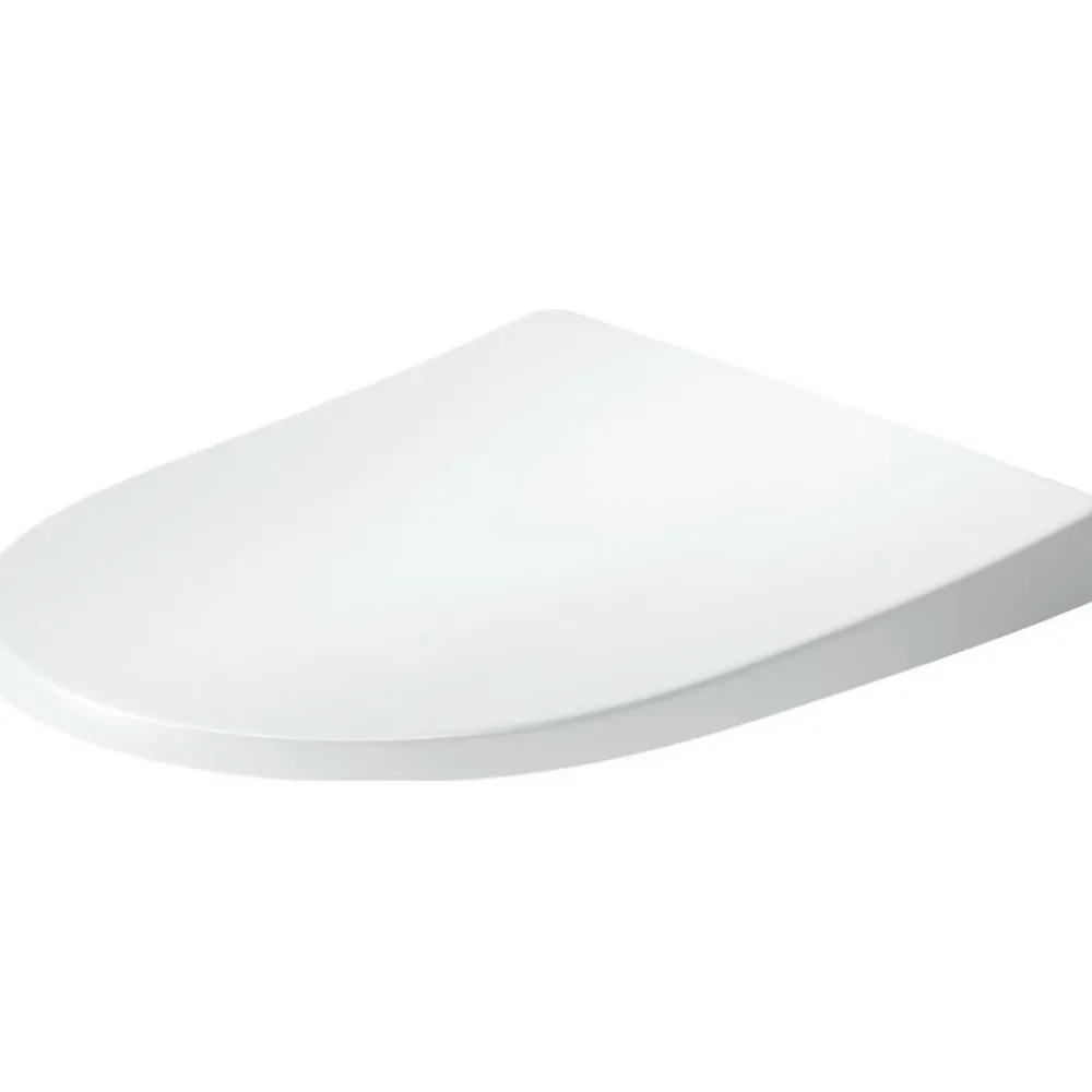 Duravit Abattant WC plastique Blanc forme D extra-plat, Lunette toilettes à frein de chute / fermeture amortie, 36x42,3x4,5cm, Univavo