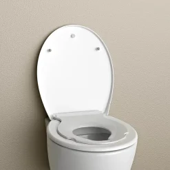 Bernstein Abattant WC plastique Lunette WC moderne, Cuvette toilette fermeture douceur pour enfant + adulte, Blanc, 44,6x37,1x5,2cm, U2004
