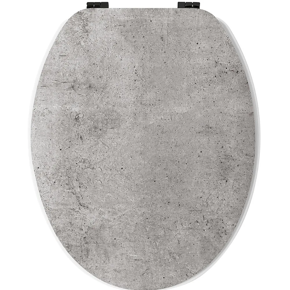 Abattant Wc|Gelco Design Abattant wc real mdf gris charnières métal noir