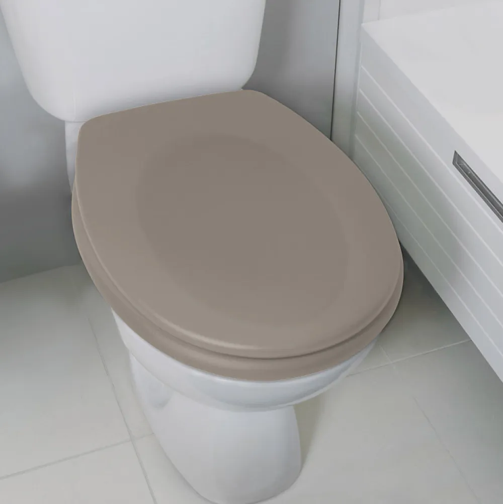 Abattant Wc|Spirella Abattant wc Thermo dur avec frein de chute NEELA Taupe mat Charnières ABS Chromé
