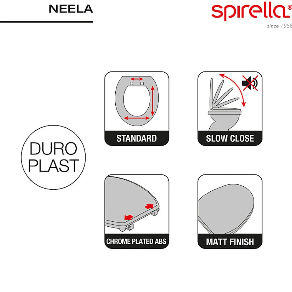 Abattant Wc|Spirella Abattant wc Thermo dur avec frein de chute NEELA Safran mat Charnières ABS Chromé
