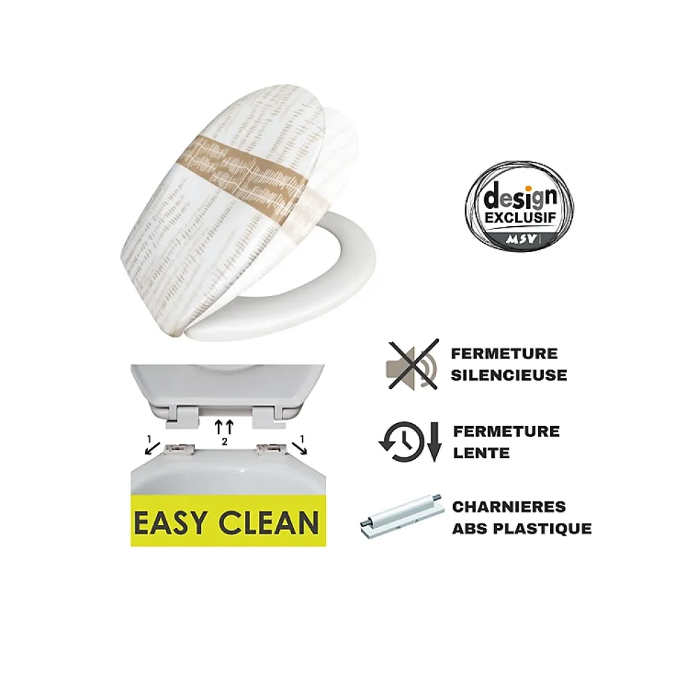 Abattant Wc|MSV Abattant wc Thermo Dur ONS Beige Charnières PS