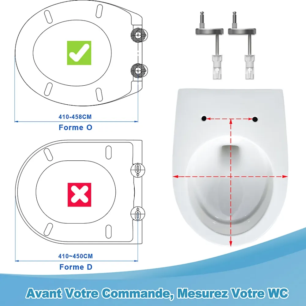 Todot Abattant WC Déclipsable forme Ovale avec Frein de Chute et Charnière Réglable - Noir