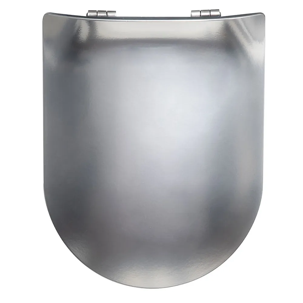 Abattant Wc|Olfa Abattant wood slim déclipsable - Effet métal précieux (48x36.5 cm - Argent)