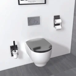 Olfa Abattant wood slim déclipsable - Effet métal précieux (48x36.5 cm - Gris anthracite)