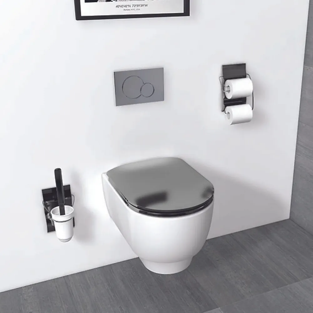 Olfa Abattant wood slim déclipsable - Effet métal précieux (48x36.5 cm - Gris anthracite)