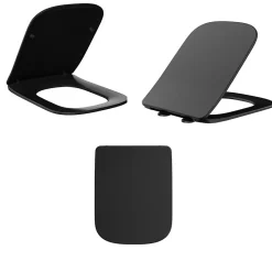 Abattant Wc|Balneo Abbatant WC frein de chute duroplast noir, kit de montage - Luga