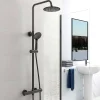 Colonne De Douche Thermostatique|AICA Sanitaire AICA Colonne de douche thermostatique noire mate, avec douche de tête ronde et douchette à main réglable en plusieurs modes