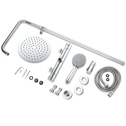 AICA Sanitaire AICA Colonne de douche thermostatique, Acier inoxydable Pomme 200mm+Douchette 3 jets, Chromé