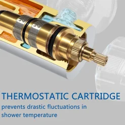 Colonne De Douche Thermostatique|AICA Sanitaire AICA colonne de douche thermostatique avec douche de tête ronde de 200 mm, douchette à main 3 fonctions, hauteur réglable