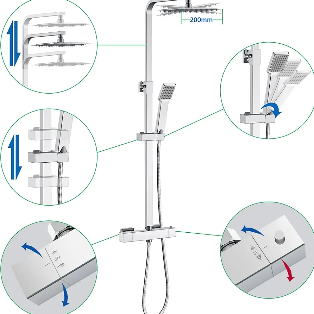 AICA Sanitaire AICA Colonne de douche thermostatique, avec mitigeur thermostatique