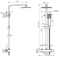 AICA Sanitaire AICA Colonne de douche thermostatique, avec mitigeur thermostatique