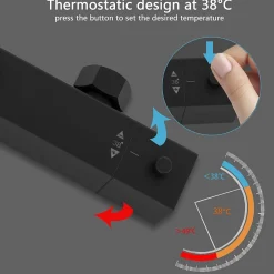 AICA Sanitaire AICA Colonne de douche thermostatique avec pomme de tête, Carré, douchette et flexible,noir mat