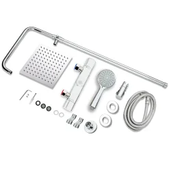 Colonne De Douche Thermostatique|AICA Sanitaire AICA colonne de douche thermostatique en laiton, douche de tête carrée, 3 jets
