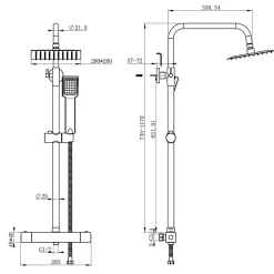 AICA Sanitaire AICA Colonne de douche thermostatique, Acier inoxydable Pomme 200mm+Douchette 3 jets, Chromé